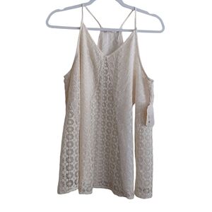Altar'd State Cream Spaghetti Strap Crochet Lace Swing Halter Top- size L